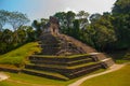 Palenque, Chiapas, Mexico: Huge ancient pyramid with steps in the archaeological complex.