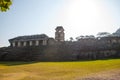 Palenque, Chiapas, Mexico: The Palace, one of the Mayan buiding ruins in Palenque. The Palace is crowned with a five-story tower w Royalty Free Stock Photo