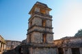 Palenque, Chiapas, Mexico: The Palace, one of the Mayan buiding ruins in Palenque. The Palace is crowned with a five-story tower w Royalty Free Stock Photo