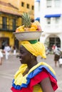 Palenquera, fruit seller lady on the street of Cartagena, Colombia