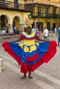 Palenquera, fruit seller lady on the street of Cartagena, Colombia