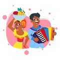 Palenquera and man playing an accordion Vector
