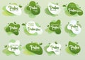 Paleo diet frendly badge. Set of Green amoeba design of sticker for paleo diet menu, poster, flyer.