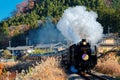 The Paleo Express hauled by a steam locomotive travels on Seibu Chichibu Railway thru the idyllic countryside