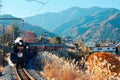 The Paleo Express hauled by a steam locomotive travels on Seibu Chichibu Railway thru the idyllic countryside