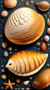 Paleontological fossil shell Marine seafood shellfish illustration