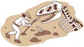 Paleontologist Digging Dinosaur Bones, Ancient History Discovery, vector design Generative AI Royalty Free Stock Photo