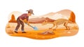 Paleontologists Digging Dinosaur Bones, vector design Generative AI Royalty Free Stock Photo