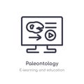 paleontology outline icon. isolated line vector illustration from e-learning and education collection. editable thin stroke Royalty Free Stock Photo