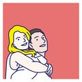 Fashionable Young Couple relationship , illustration