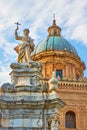 Palermo Cathedral with Santa Rosalia statue Royalty Free Stock Photo