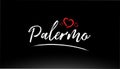 palermo city hand written text with red heart logo