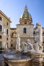 Palermo Fontana Pretoria, Sicily, Italy. Historical buildings, l