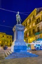 PALERMO, ITALY, APRIL 22, 2017: Night view of statue of Carlo V in Palermo, Sicily, Italy