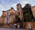 Belltower of church Martorana with palm trees, Palermo. Sicily