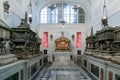 sarcophagi and urns in a side chapel in the Palermo Cathedral Royalty Free Stock Photo