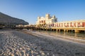 Palermo, Italy - March 23, 2019: Alle Terazze restaurant in the old building of l`Antico Stabilimento Balneare di Mondello in