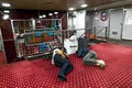 The passengers of the ferry GNV sleeping on the floor on the pas