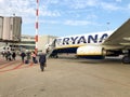 Boeing Aircraft of low cost airline company Ryanair in the Palermo Falcone Borsellino Airport