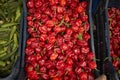 Chilli peppers sold at the market