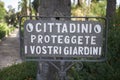 Sign at Villa Giulia