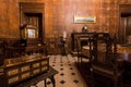 Smoking room with antique trellis and furniture, interiors of Palazzo Alliata di Villafranca, a aristocratic home