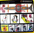 2019.06.13 Palermo-Orio al Serio in flight, Ryanair low-cost airline, emergency exit instructions Royalty Free Stock Photo