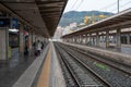 Palermo, Sicily, Italy - Perspective view over platforms and tracks at the central railway station