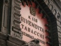 Palermo, Sicily, Italy. 11/04/2010. Tobacco shop sign