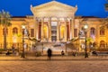 Palermo, Sicily - March 22, 2019: Teatro Massimo front view in Piazza Verdi at Dusk in Palermo