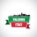 Palermo skyline - Sicily, Italy - ribbon banner - vector illustration