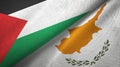 Palestine and Cyprus two flags textile cloth, fabric texture