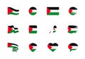 Palestine flag - flat collection. Flags of different shaped twelve flat icons