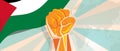 Palestine independence poster fight and protest independence struggle rebellion show symbolic strength with hand fist