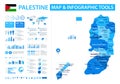 Palestine Infographic Map with Data Visualization Elements - Vector Map of Palestine Royalty Free Stock Photo