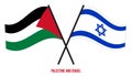 Palestine and Israel Flags Crossed And Waving Flat Style. Official Proportion. Correct Colors Royalty Free Stock Photo