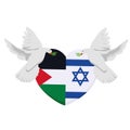 palestine and israel flags with doves flying