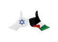 palestine and israel flags in friendly hands