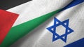 Palestine and Israel two flags textile cloth, fabric texture Royalty Free Stock Photo