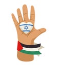 palestine and israel in hand
