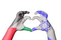 Palestine Israel Heart, Hand gesture making heart