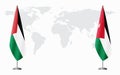 Palestine and Jordan flags for official meeting