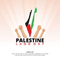 Palestine Land Day background with raised hands