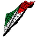 Palestine Map and Flag With Keffiyeh Pattern Design symbol of Resistance and Freedom Vector Art isolated on white Royalty Free Stock Photo