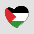 Palestine national flag with heart shape vector icon. Save Palestine. Support Palestine