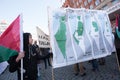 Palestine protest banner: Loss of land