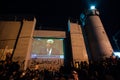 Palestine UN bid celebration at Israeli wall Royalty Free Stock Photo