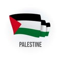 Palestine vector flag. Bended flag of Palestine, realistic vector illustration