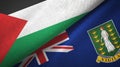 Palestine and Virgin Islands British two flags textile cloth, fabric texture