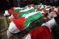 The Palestinian Abu Raya family building where 21 people were killed due to a fire in their house, in the Jabalia refugee camp in